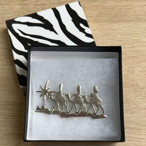 Vintage Three Wise Men on Camels Brooch/Pin with Crystal Star